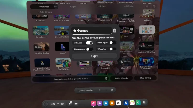 图片[4]VR玩吧-VR游戏下载网站-Quest 2 3S 一体机游戏-Steam VR串流游戏-VR游戏资源汉化中文网站-Pico Neo3 4-Meta Quest 2 3-HTC VIVE-Oculus Rift-Valve Index-Pico VR-游戏下载中心Oculus Quest 应用《闪电启动器》Lightning LauncherVR玩吧-VR游戏下载网站-Quest 2 3S 一体机游戏-Steam VR串流游戏-VR游戏资源汉化中文网站-Pico Neo3 4-Meta Quest 2 3-HTC VIVE-Oculus Rift-Valve Index-Pico VR-游戏下载中心VR玩吧【VRwanba.com】汉化VR游戏官网